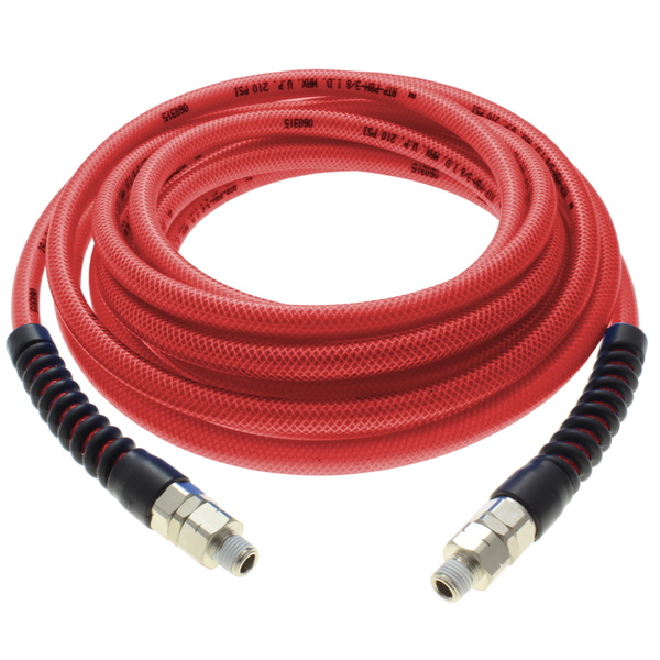 Armor-Air Hose, Armor-Air, Reinforced PU, 1/2" ID x 25', 1/2" MPT, Red PBH12-25R4